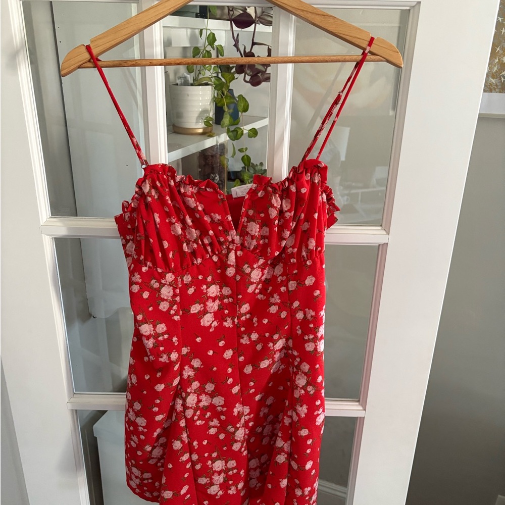 Sage the Label Red Floral Jumpsuit NWT